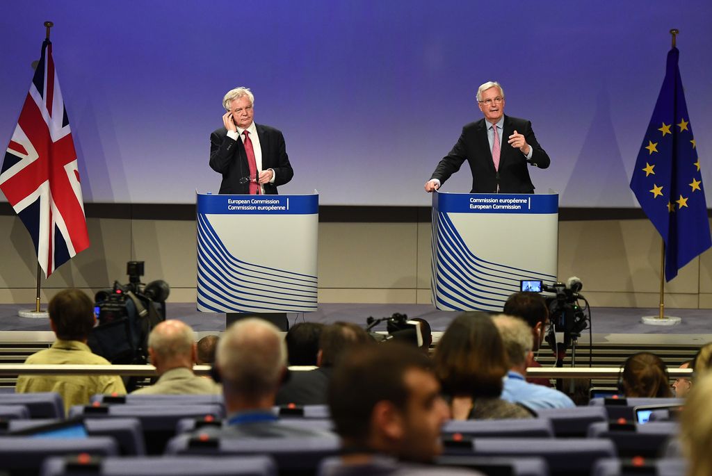 &nbsp;Negoziati Brexit David Davis e Michel Barnier (Afp)