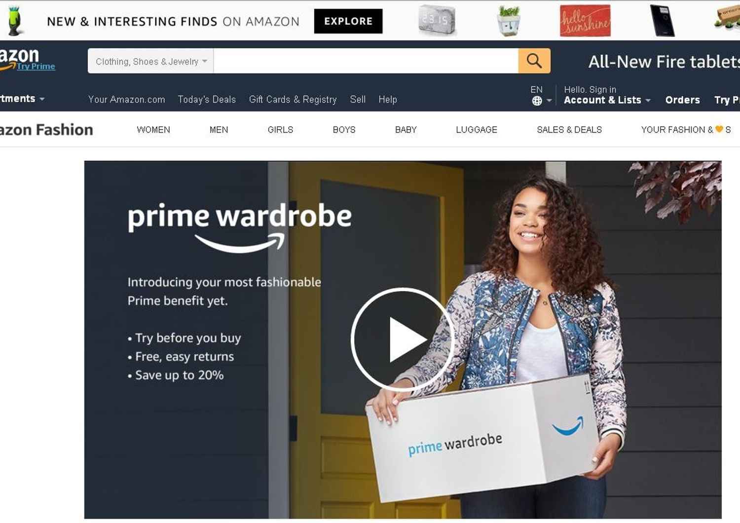 Amazon lancia il servizio Guardaroba con abiti in prova
