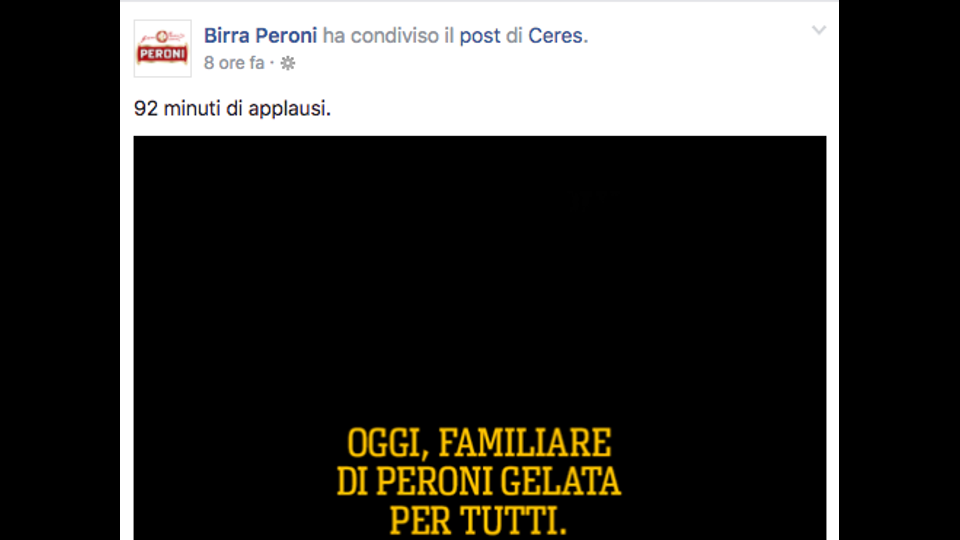 &nbsp;La risposta di Peroni &egrave; stata altrettanto da manuale: ha condiviso il post di Ceres commentando sulla sua fanpage: &ldquo;92 minuti di applausi&rdquo;, riferendosi alla concorrente danese e citando a sua volta una scena dello stesso film.&nbsp;