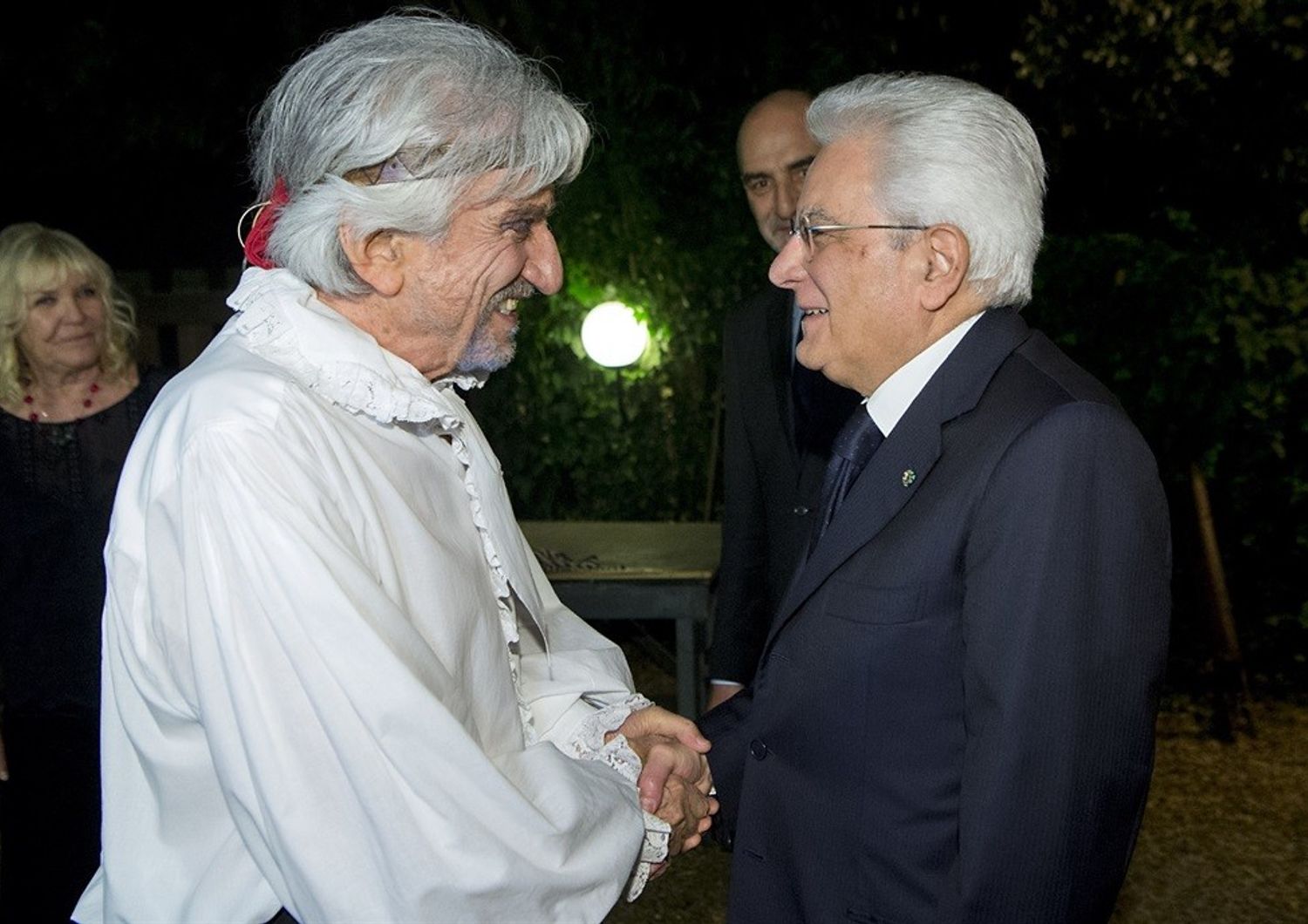 Il Presidente della Repubblica Sergio Mattarella con Gigi Proietti in occasione della prima di &quot;Edmund Kean&quot; di Raymund FitzSimons&nbsp;