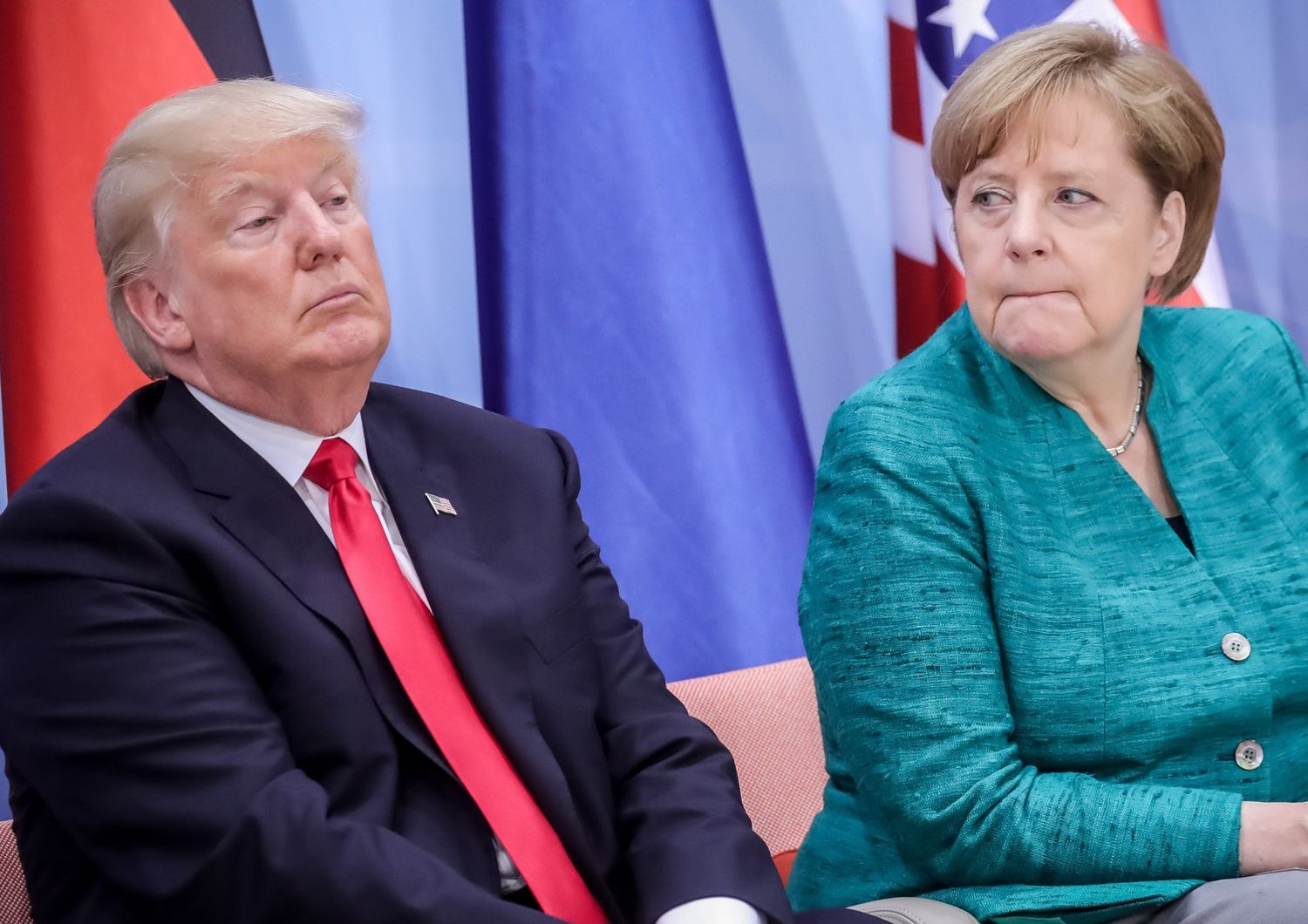&nbsp;Donald Trump e Angela Merkel