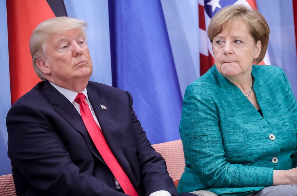 &nbsp;Donald Trump e Angela Merkel