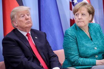 &nbsp;Donald Trump e Angela Merkel