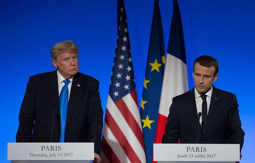 &nbsp;Trump e Macron (Afp)