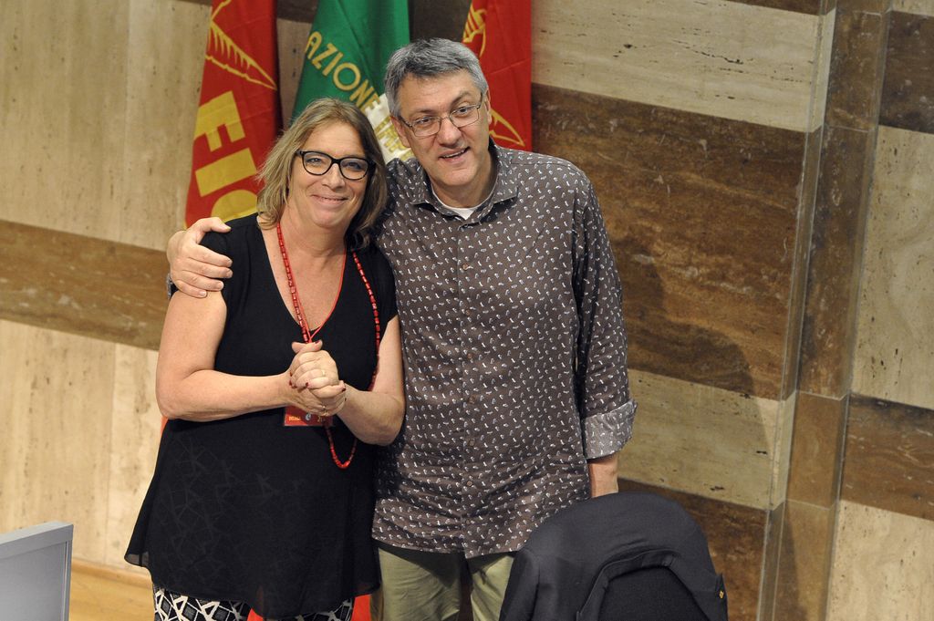 Francesca Re David e Maurizio Landini (Agf)