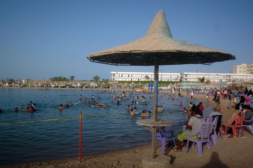 Una spiaggia turistica di Hurghada