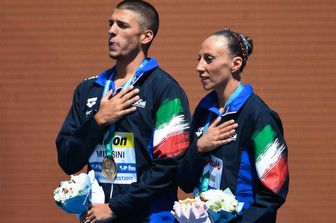 Giorgio Minisini e Manila Flamini, nuoto sincronizzato (AFP)&nbsp;