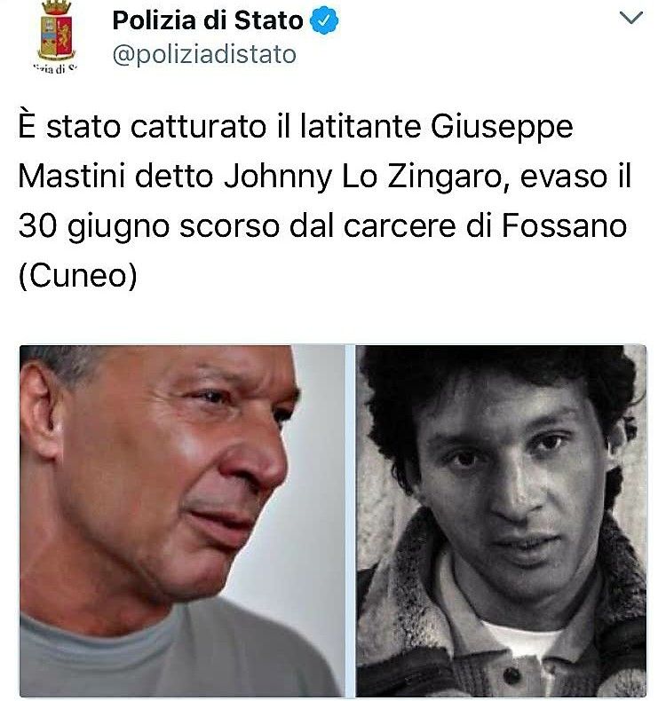 Giuseppe Mastini Johnny Lo Zingaro&nbsp;(twett polizia di stato)