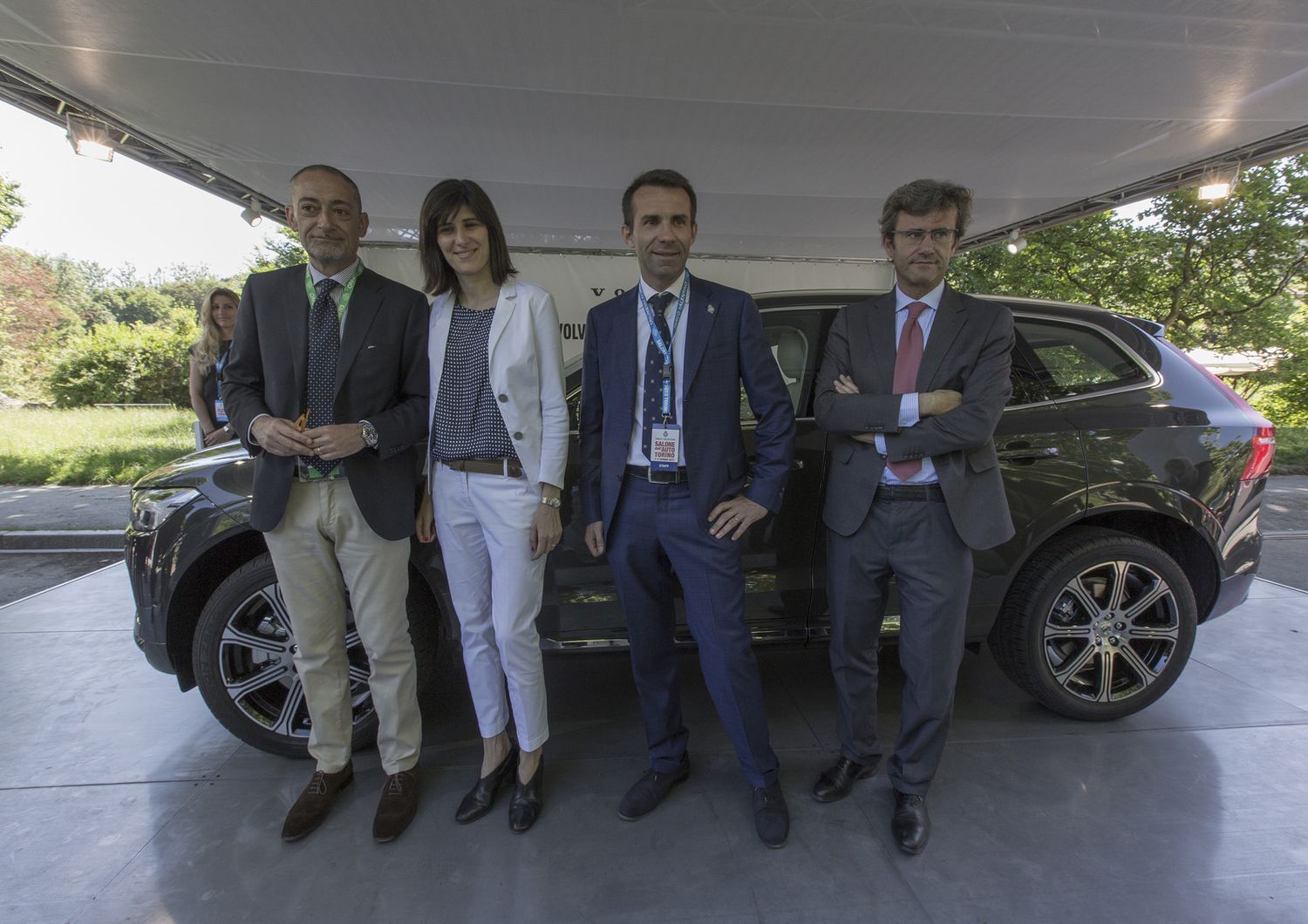 Salone dell'Auto Torino 2017, la Sindaca di Torino Chiara Appendino in visita allo Stand Volvo con il Presidente del Salone Andrea Levy