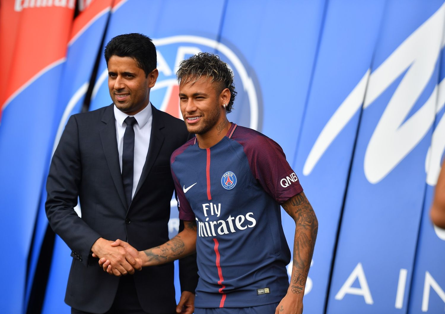 &nbsp;Neymar con il presidente del Psg, il qatariota Nasser al-Khelaifi