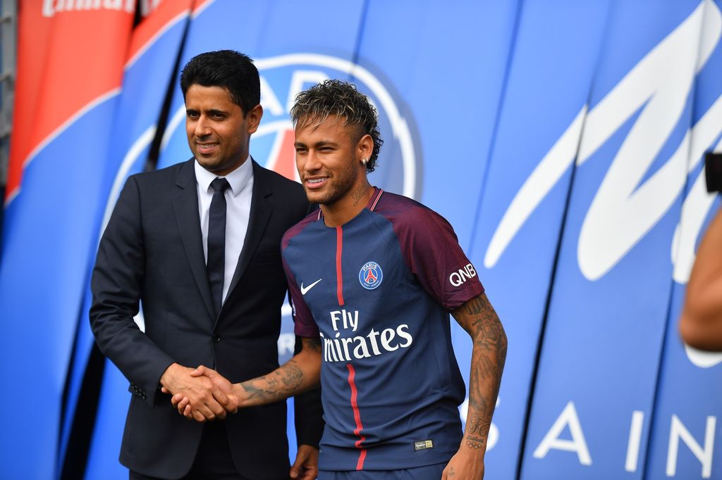 &nbsp;Neymar con il presidente del Psg, il qatariota Nasser al-Khelaifi