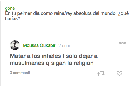 &nbsp;Il profilo Kiwi di Moussa Oukabir