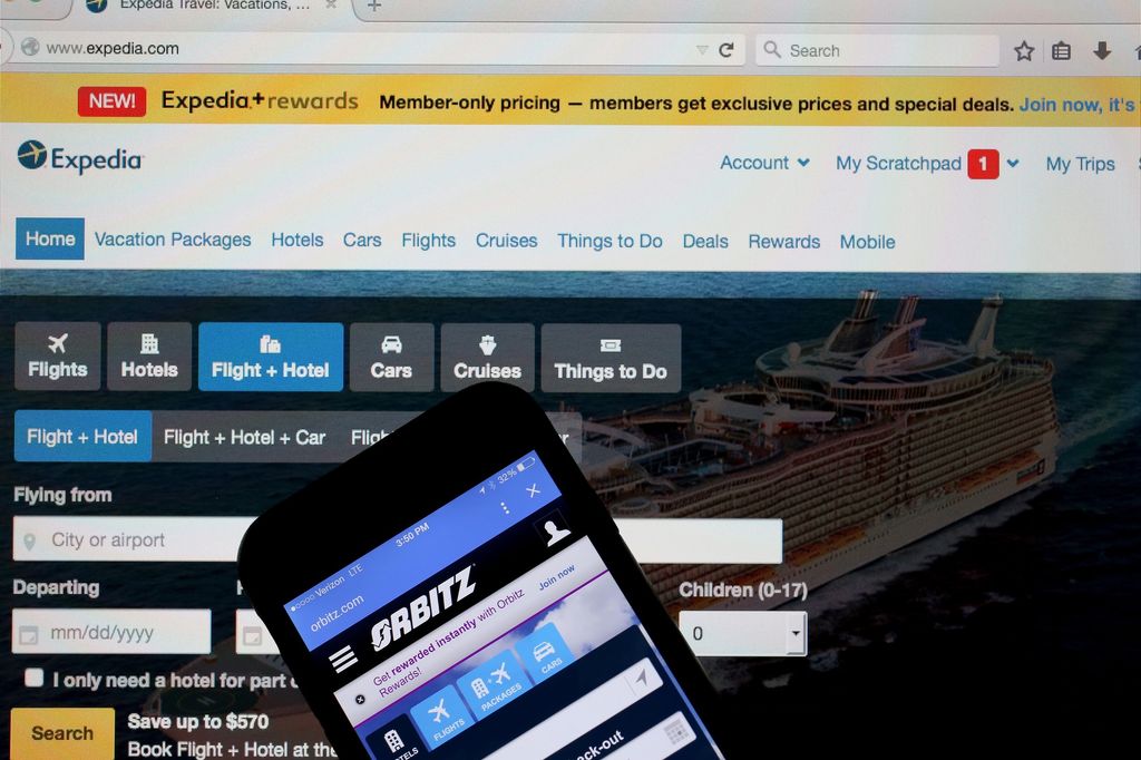 &nbsp;Il sito di Expedia e la app di Orbitz