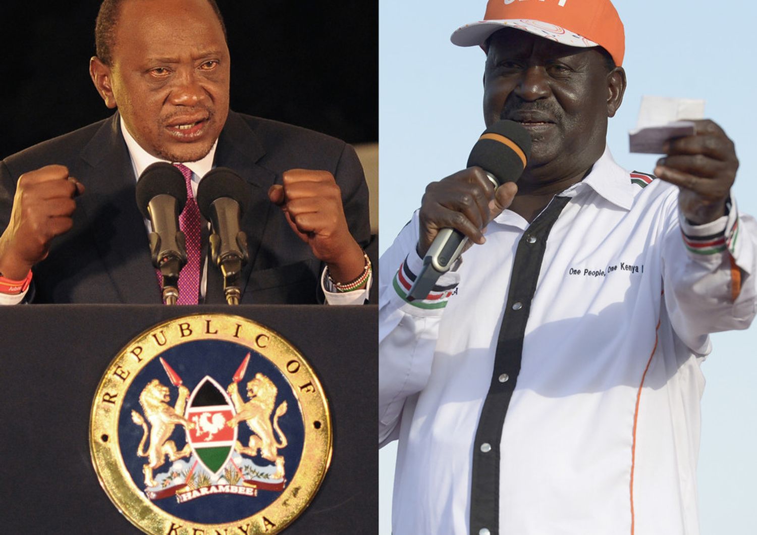 Il presidente uscente Uhuru Kenyatta e il capo dell'opposizione Raila Odinga