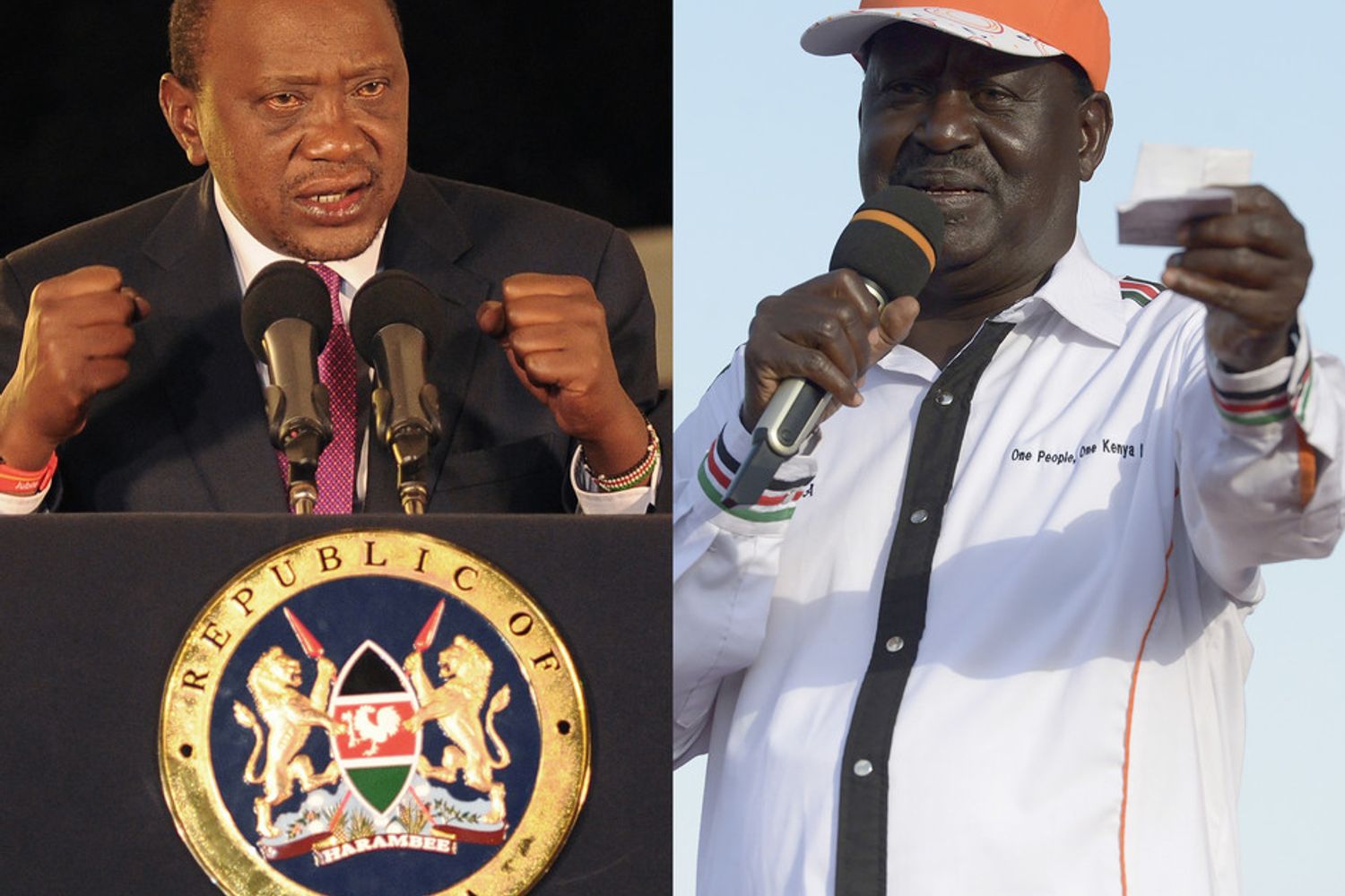 Il presidente uscente Uhuru Kenyatta e il capo dell'opposizione Raila Odinga