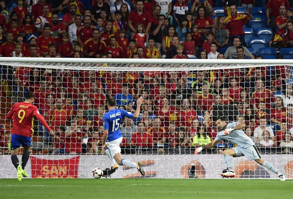Al 77' la terza rete di Morata nella partita Spagna-Italia finita 3-0