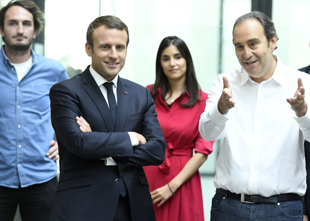 &nbsp;Emmanuel Macron con Xavier Niel alla presentazione di Station F