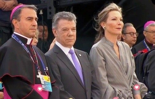 &nbsp;Il presidente della Colombia Santos con la moglie