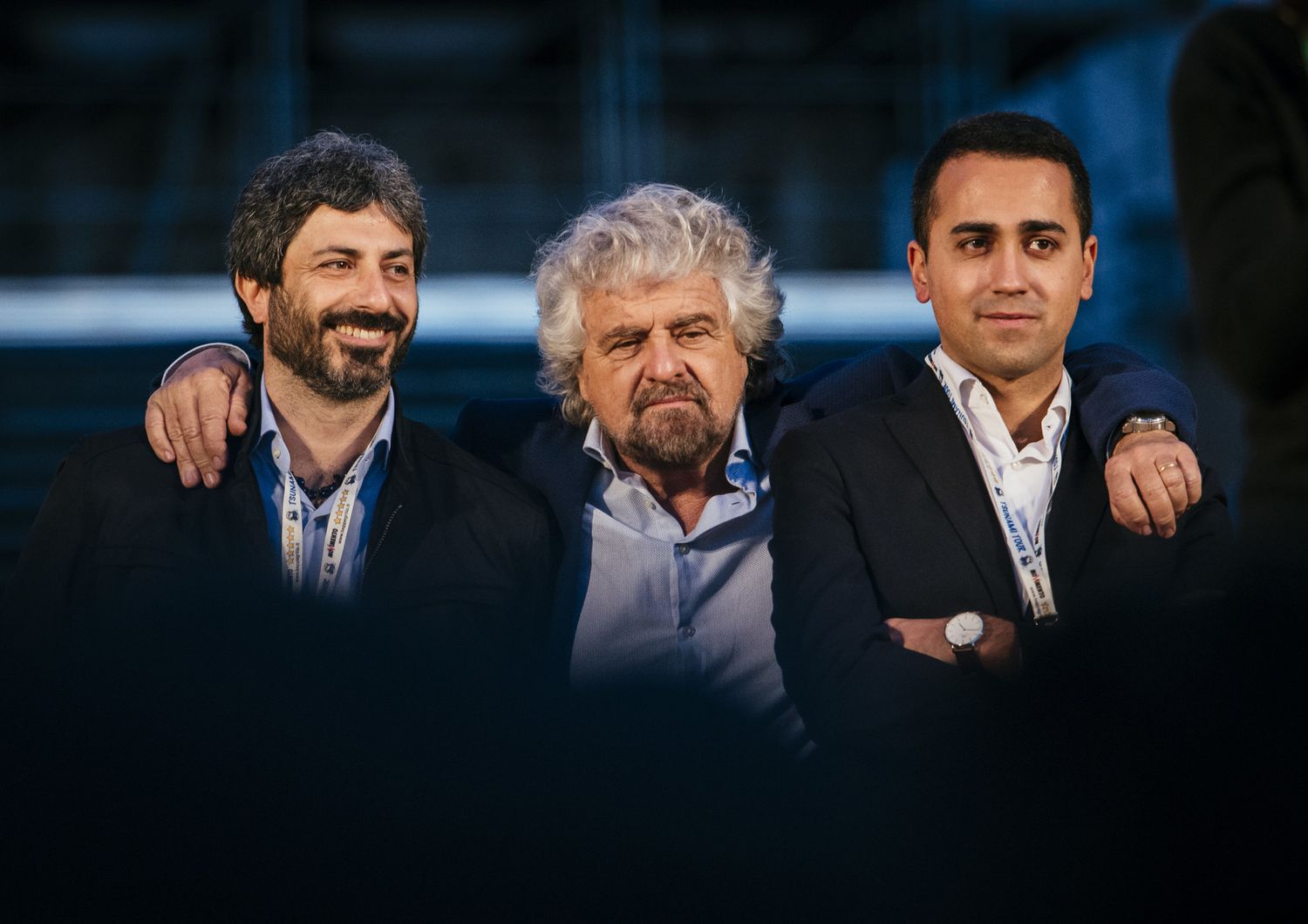 &nbsp;Roberto Fico, Beppe Grillo, Luigi Di Maio (Afp)