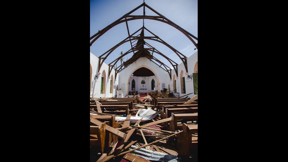 La chiesa anglicana di St. George a Roseau, completamente distrutta dal passaggio dell'uragano Maria (Afp)&nbsp;
