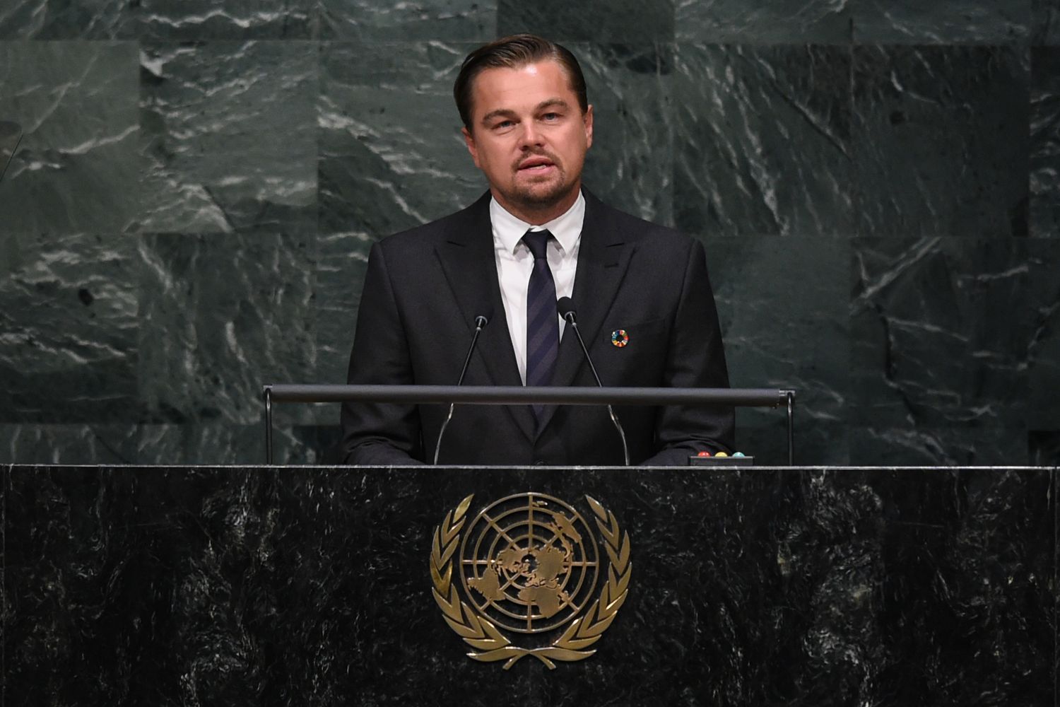 &nbsp;Leonardo Di Caprio all'Onu nel 2016