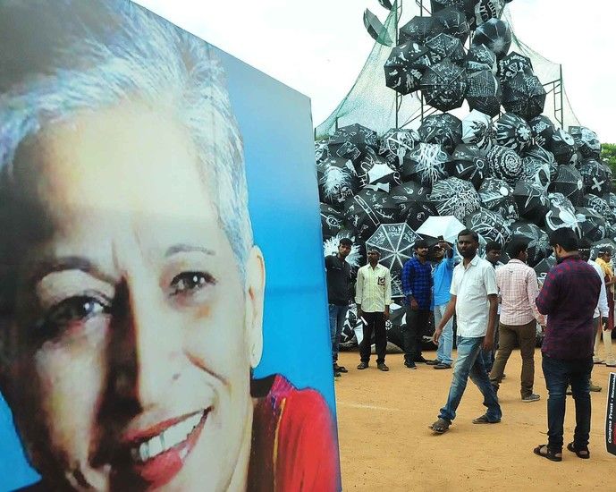 &nbsp;Una manifestazione di protesta per l'uccisione della giornalista Gauri Lankesh