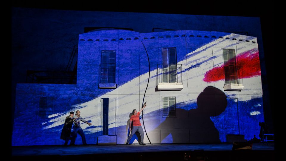 &nbsp;Un momento del Fra' Diavolo con le scene usate per una proiezione