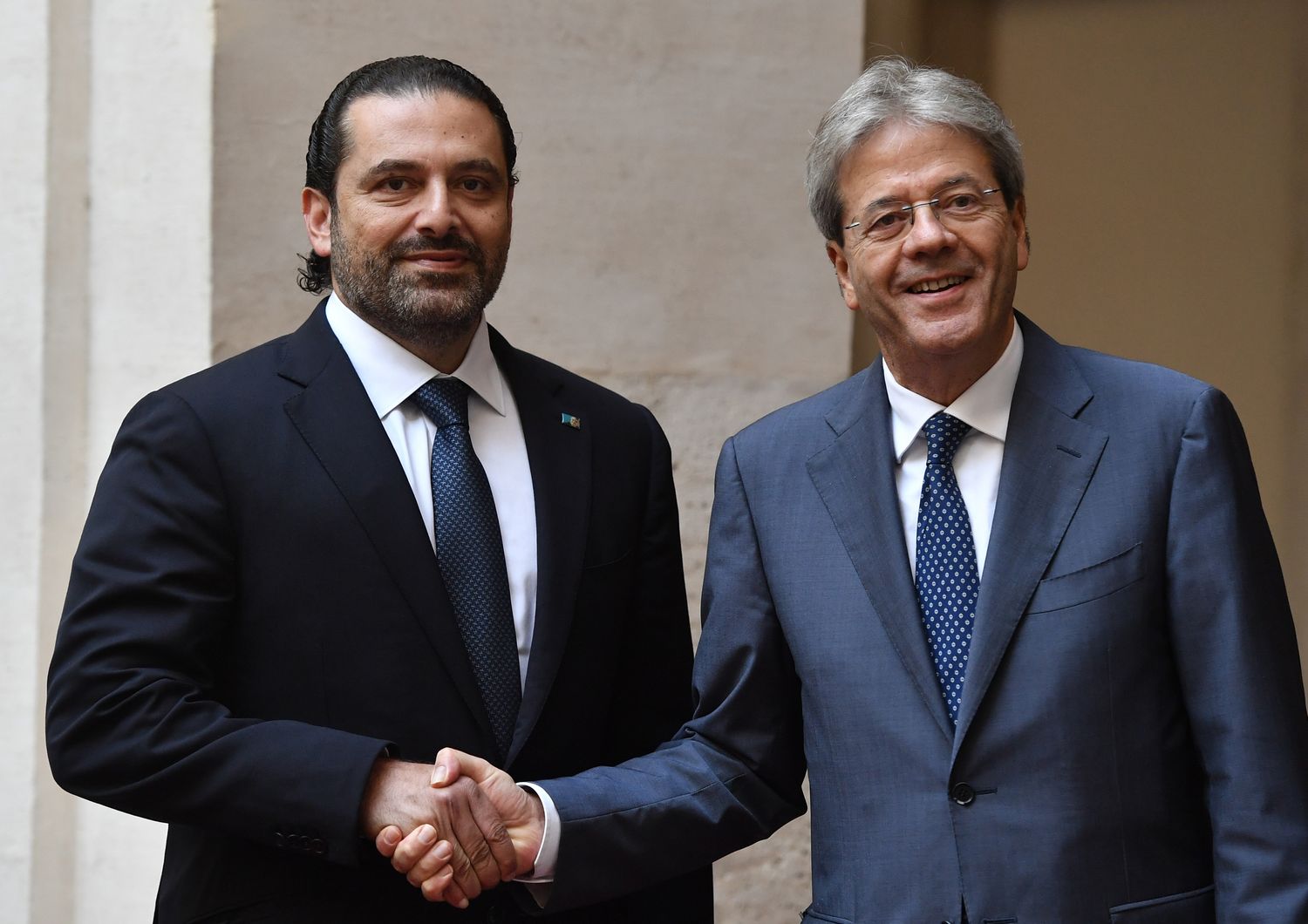 &nbsp;Saad&nbsp;Hariri a sinistra, Paolo Gentiloni a destra