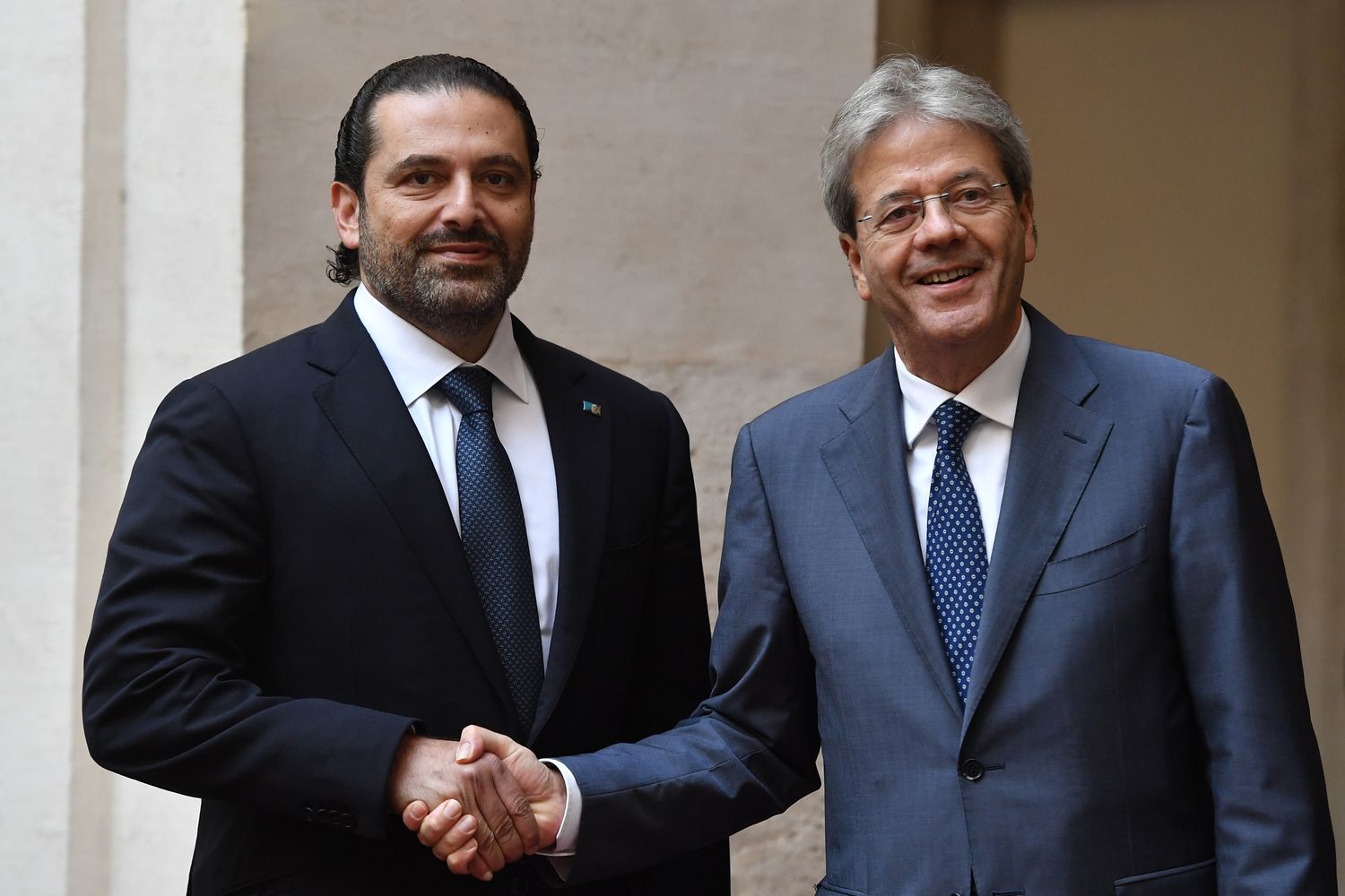 &nbsp;Saad&nbsp;Hariri a sinistra, Paolo Gentiloni a destra