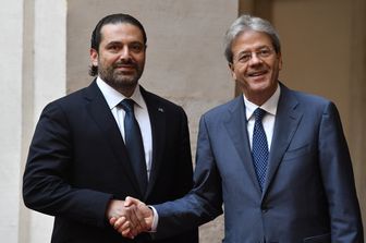 &nbsp;Saad&nbsp;Hariri a sinistra, Paolo Gentiloni a destra