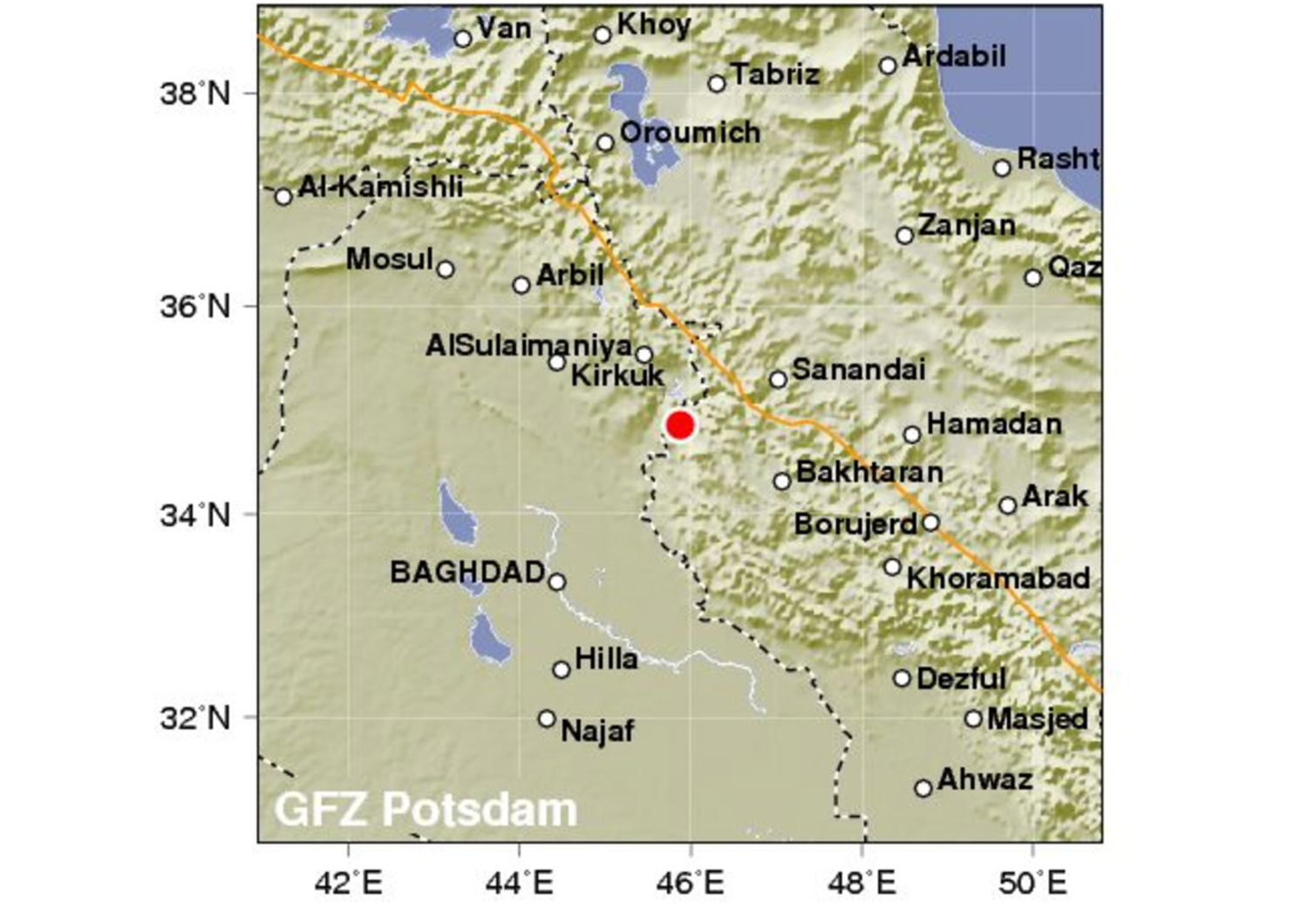Iraq: forte scossa terremoto 7,2 a confine con Iran
