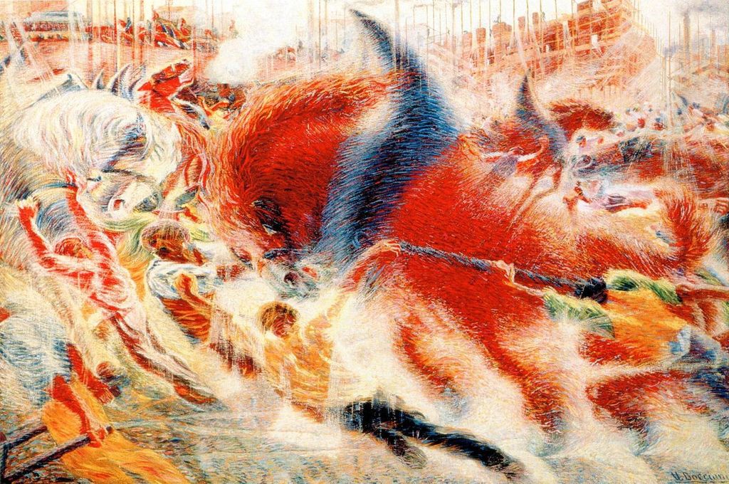 &nbsp;La citt&agrave; che sale a cavallo, Umberto Boccioni, 1911