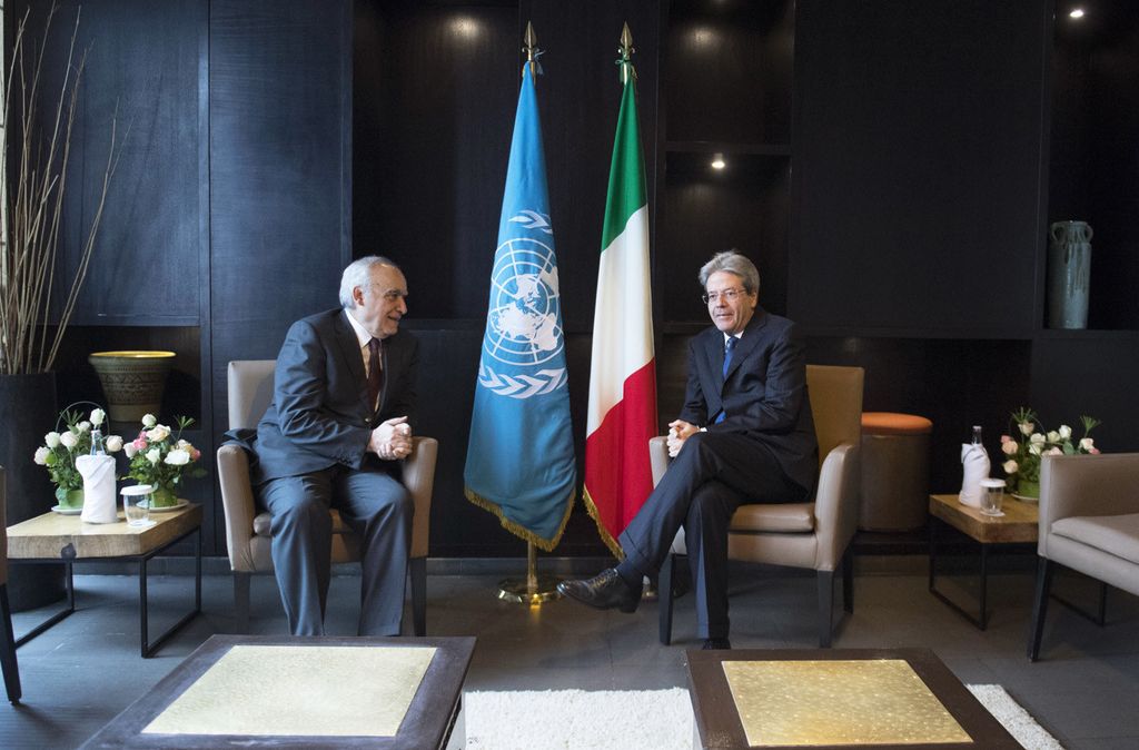 Paolo Gentiloni e Ghassan Salam&egrave;&nbsp;(Foto: Presidenza del Consiglio)