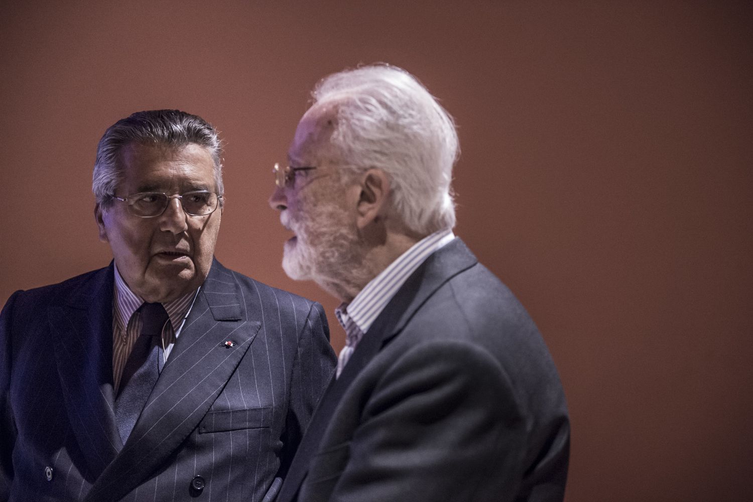 Carlo De Benedetti ed Eugenio Scalfari&nbsp;alla festa per i 40 anni di Repubblica