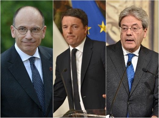 &nbsp;Gianni Letta, Matteo Renzi e Roberto Gentiloni&nbsp;