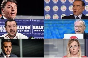 I candidati premier alle prossime elezioni Renzi, Berlusconi, Salvini, Grasso, Di Maio, Meloni