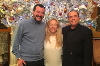 Matteo Salvini, Giorgia Meloni e Silvio Berlusconi in una immagine del 2018