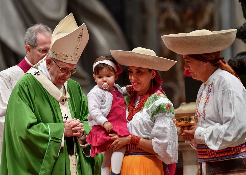 Papa Francesco a&nbsp;San Pietro per la Giornata Mondiale del Migrante.