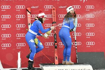 Federica Brignone e Sofia Goggia (Afp)&nbsp;