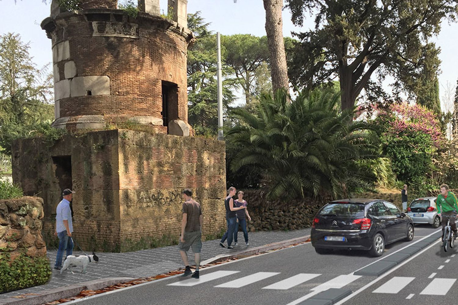 &nbsp;rendering della ciclabile di via Nomentana a Roma
