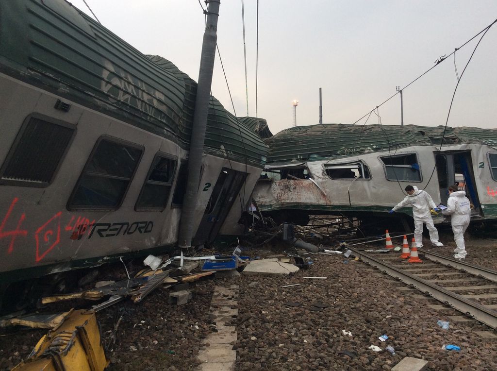 &nbsp; Il treno deragliato a Pioltello