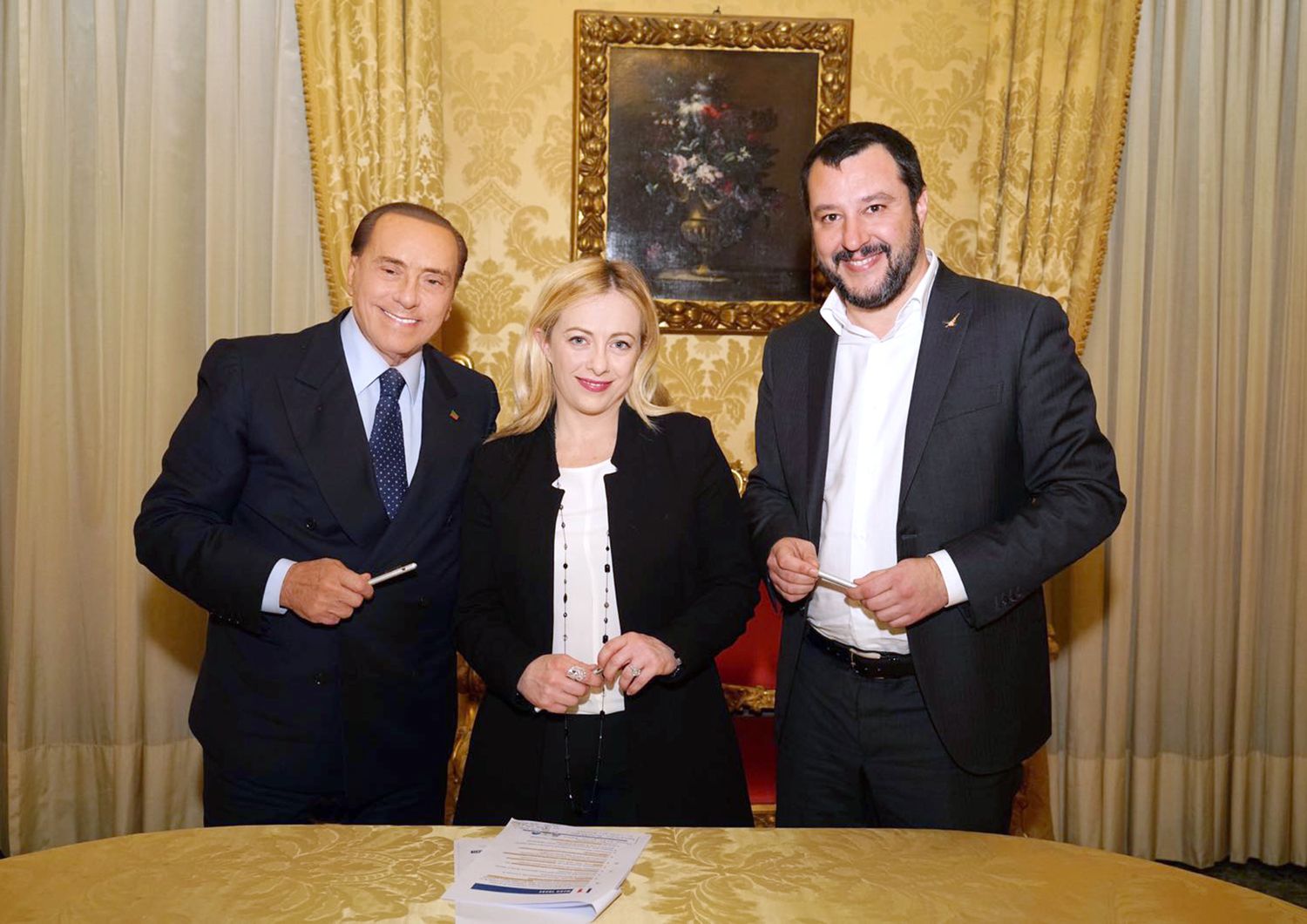 &nbsp;I leader del Centrodestra: Silvio Berlusconi, Giorgia Meloni e Matteo Salvini
