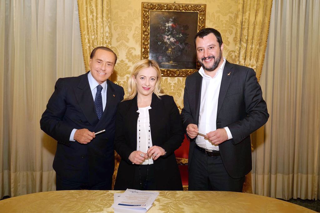&nbsp;I leader del Centrodestra: Silvio Berlusconi, Giorgia Meloni e Matteo Salvini