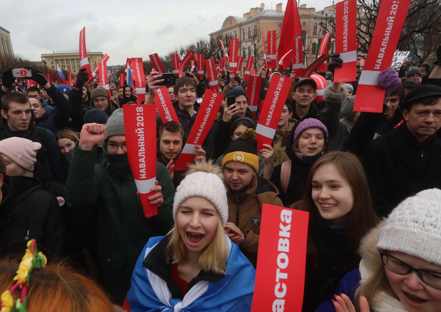&nbsp;Sostenitori di Navalny a San Pietroburgo
