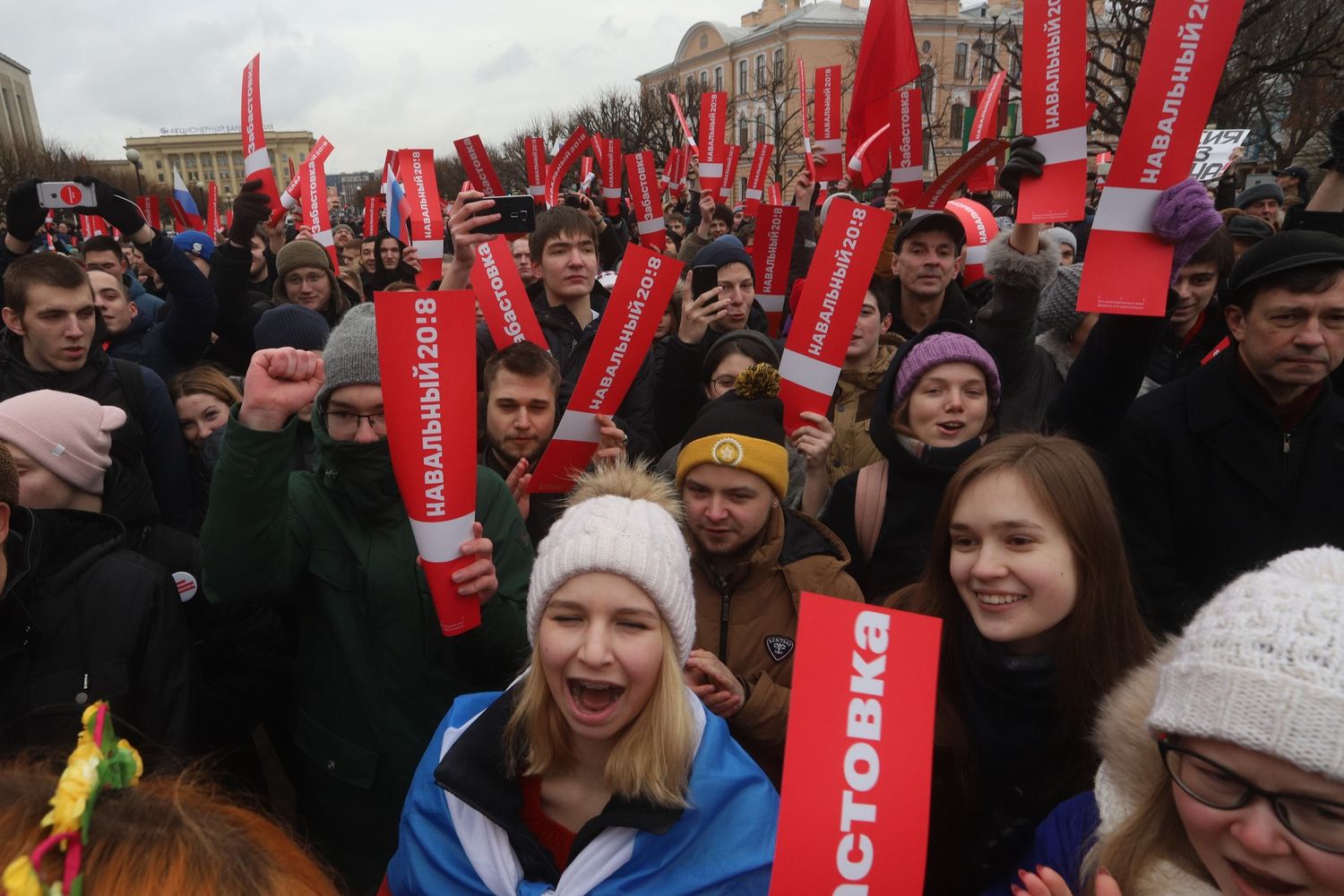 &nbsp;Sostenitori di Navalny a San Pietroburgo