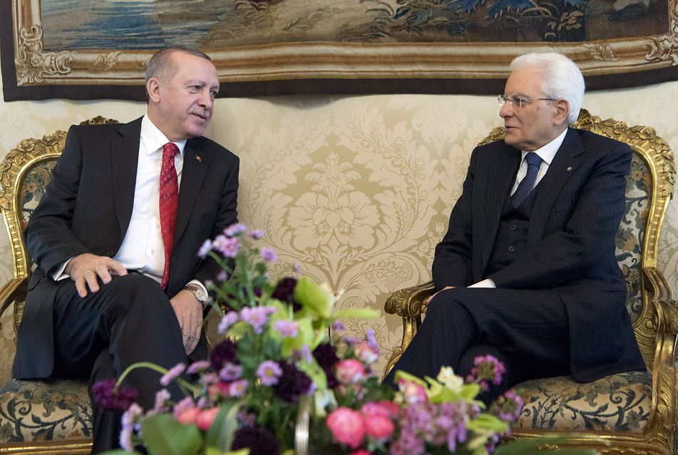 &nbsp;Il presidente turco Erdogan con Sergio Mattarella