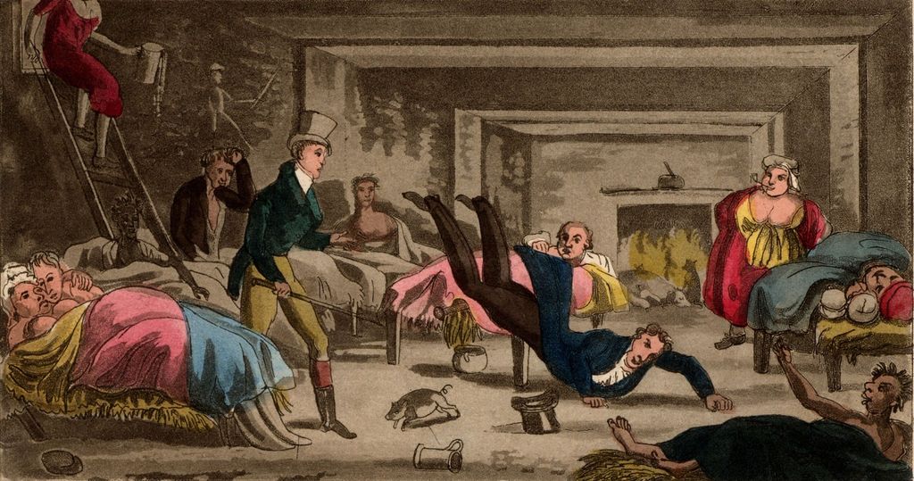 &nbsp;Una stampa umoristica del 1826 illustra l'attivit&agrave; in un bordello irlandese