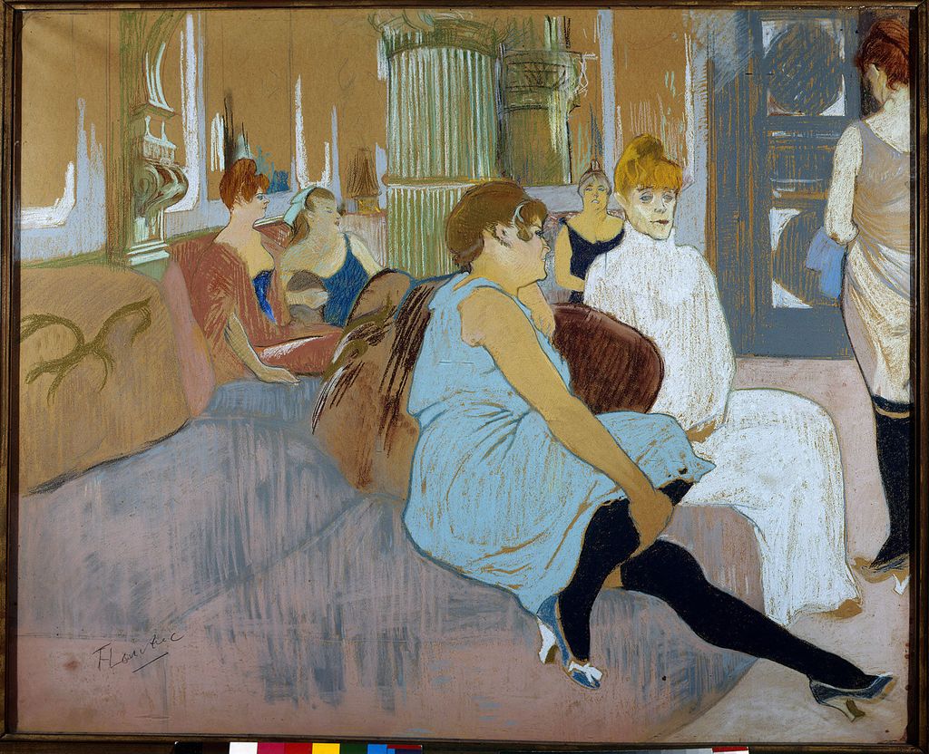 Le salon de la rue des Moulins. Acquerello di Henri De Toulouse Lautrec del 1894 &nbsp;