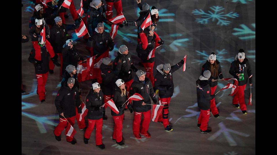 Gli atleti austriaci alla cerimonia di chiusura delle Olimpiadi invernali di PyeongChang 2018 &nbsp;