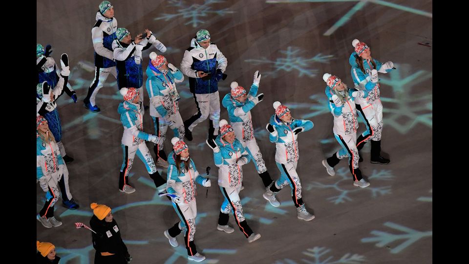 Gli atleti finlandesi alla cerimonia di chiusura delle Olimpiadi invernali di PyeongChang 2018 &nbsp;